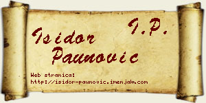 Isidor Paunović vizit kartica